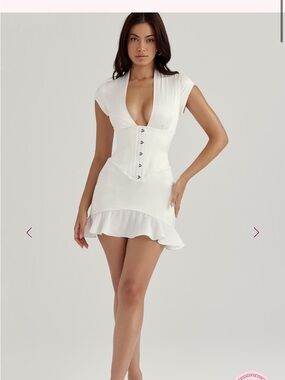 House of CB Tianna ivory ruffle corset dress